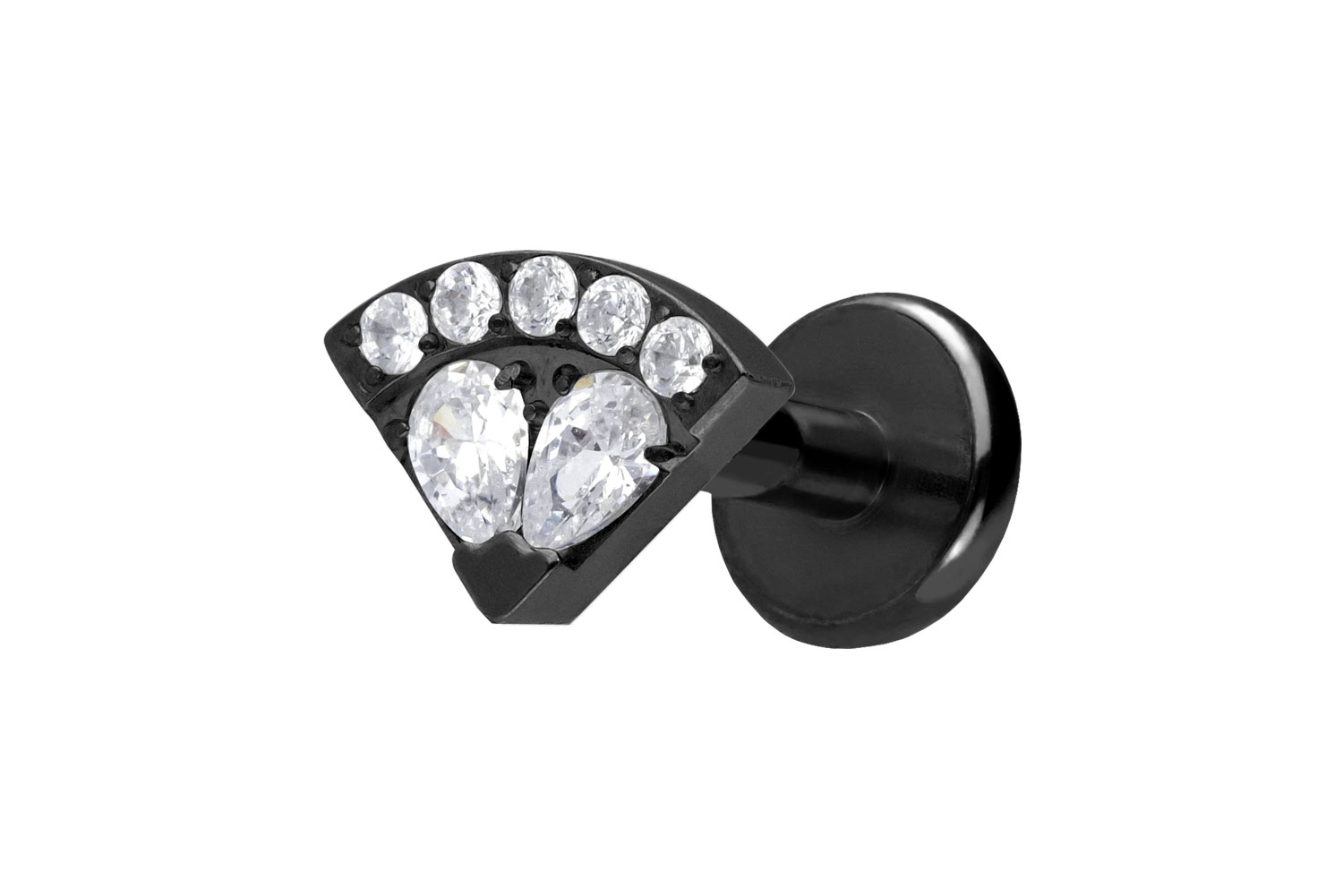 Titan Labret Piercing mit Push Fit KRISTALLFÄCHER